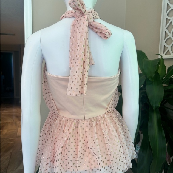 NWOT VENUS Blush Polka Dot Halter Blouse - Picture 5 of 10